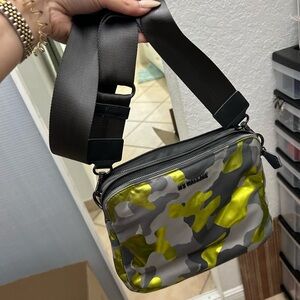 Mz Wallace Small Bowery Crossbody Bag, Metallic Citron Camo colorway
